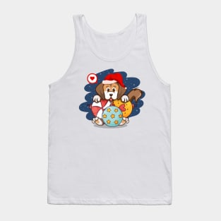 Christmas dog santa hat - ornaments Xmas balls Tank Top